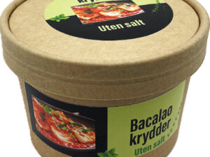 Bacalaokrydder uten salt i pappboks