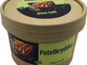 Potetkrydder uten salt pakket på pappboks